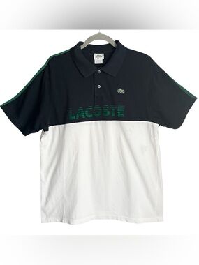 Lacoste Sport Polo Shirt 6 Navy White Green Colorblock Logo Cotton Tennis Golf